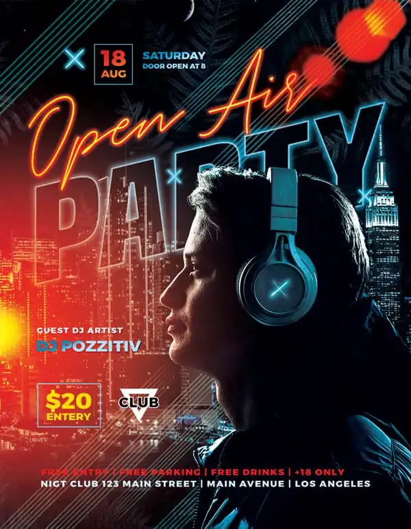 Free Open Air Party Flyer PSD Template