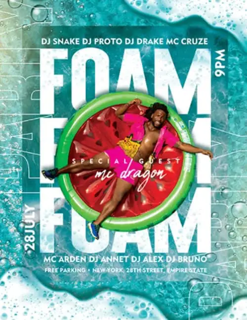 Free Summer Foam Party Flyer Template