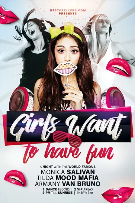 Girls Want To Have Fun Free Party Flyer Template