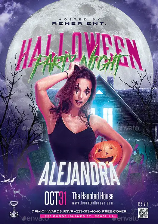 Halloween Party Night Flyer PSD Template