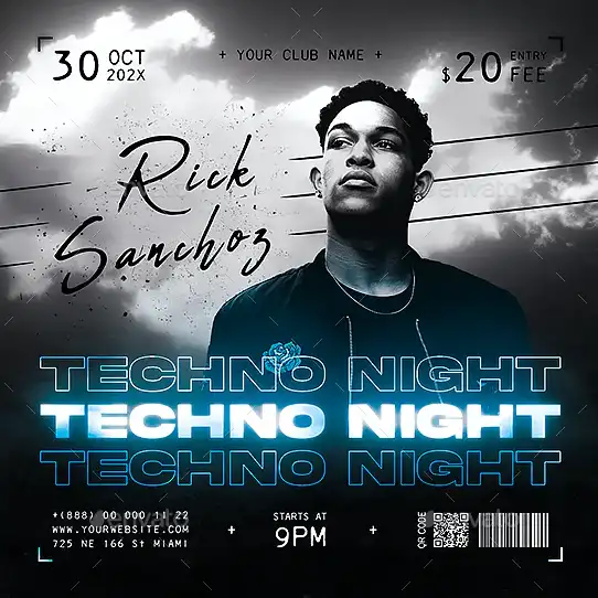 Techno Night Instagram Template