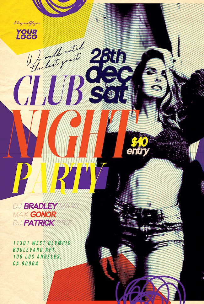 Free Night Club Party Poster Template