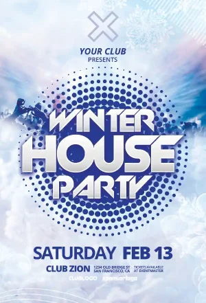 Free Winter House Party Flyer Template