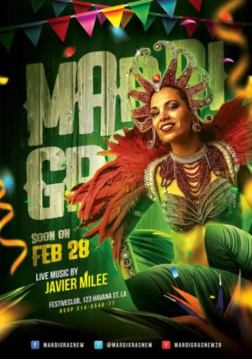 Mardi Gras Carnival Party Flyer Template