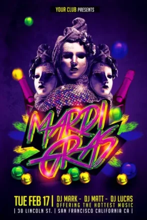 Mardi Gras Club Flyer Template