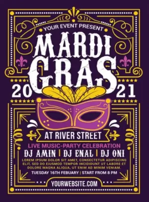 Mardi Gras Event Flyer Template