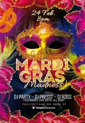 Mardi Gras Madness Flyer Template