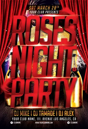 Free Roses Night Party Flyer Template