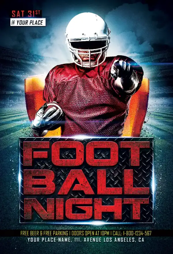 American Football Game Flyer PSD Template