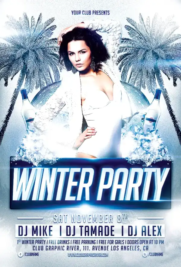 Free Winter Club Party Flyer Template