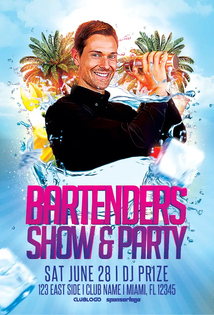 Bartenders Drinks Party Flyer Template