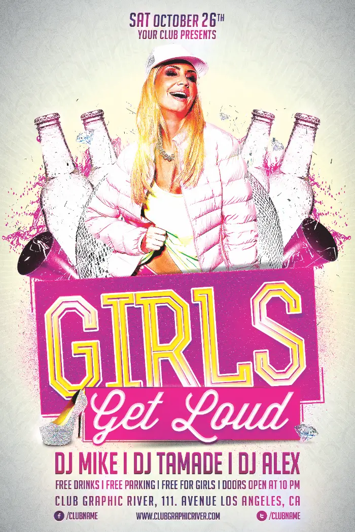Girls Club Party Flyer Template