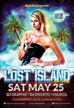 Lost Island Party Flyer Template