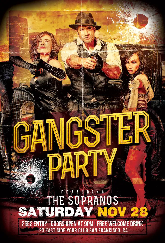 Retro Gangster Party Flyer Template