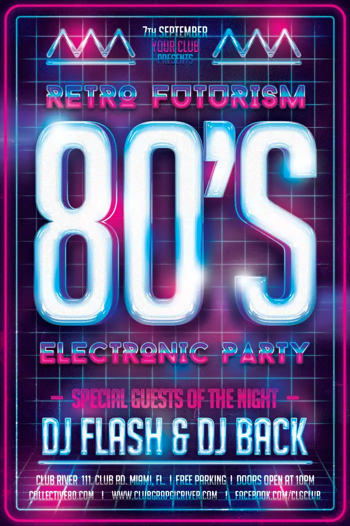80s Retro Party Flyer Template