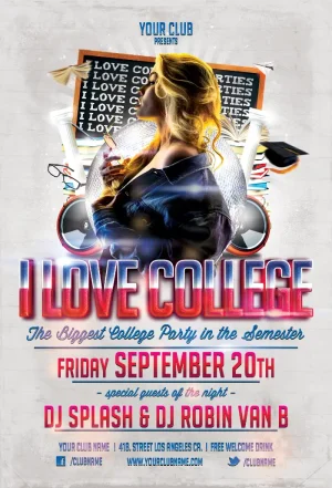 College Party Event Flyer Template