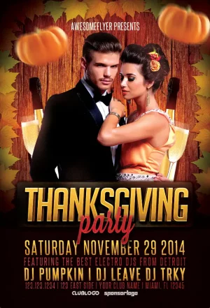 Thanksgiving Party Event Flyer Template
