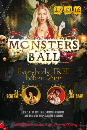 Free Halloween Monsters Ball Flyer Template