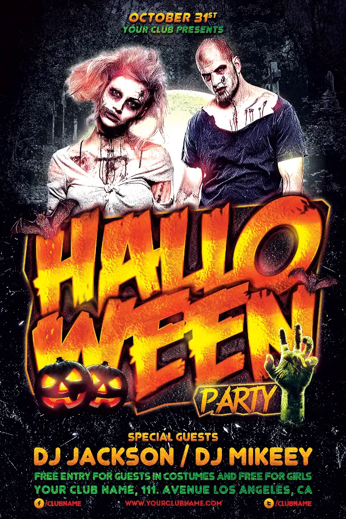 Free Halloween Party Flyer and Poster Template