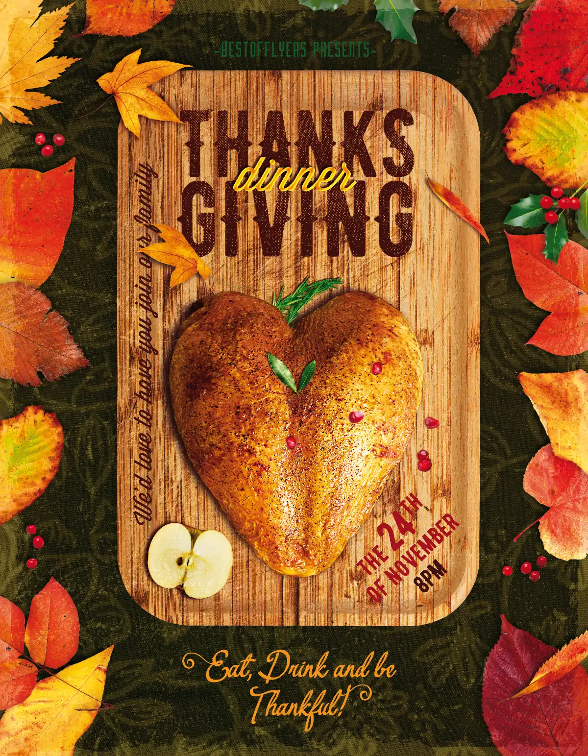 Free Thanksgiving Dinner Poster and Flyer Template