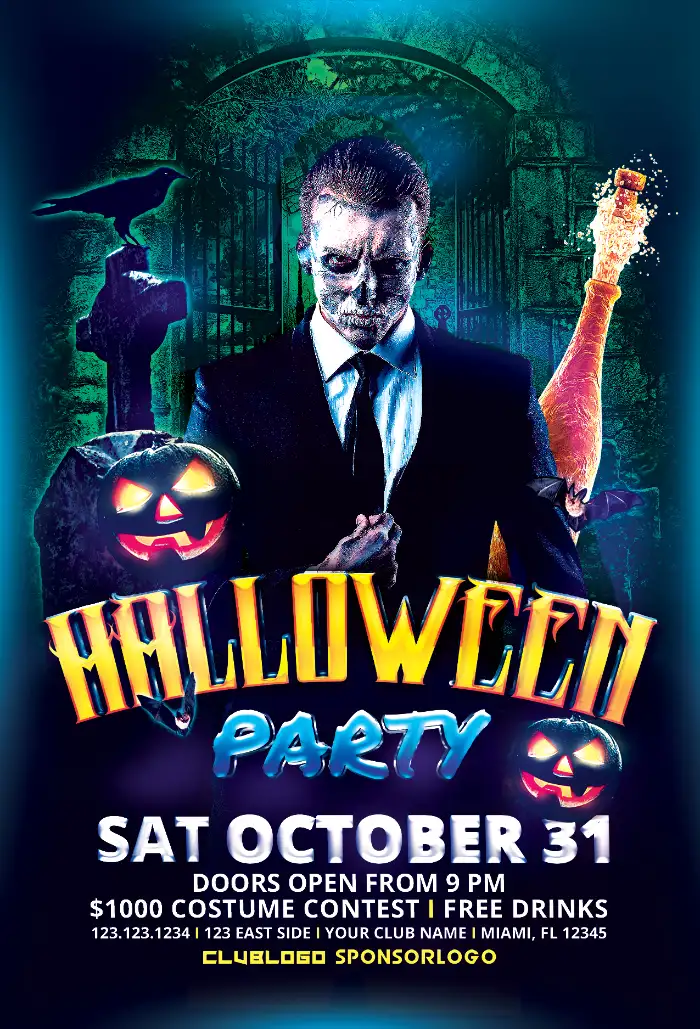 Halloween Club Party Flyer Template