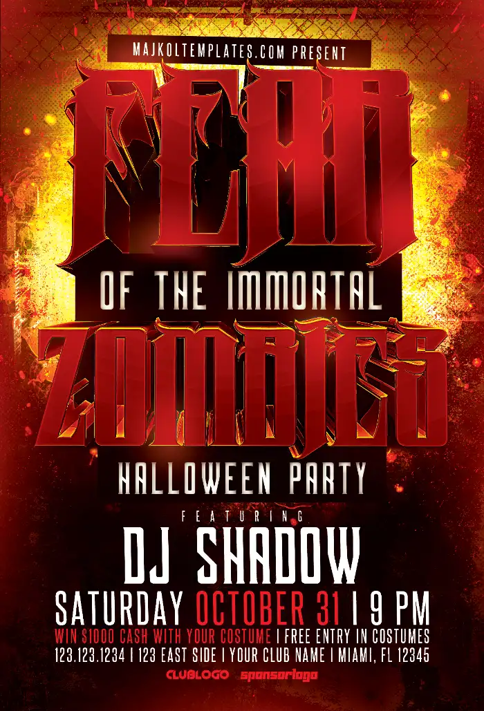Halloween Zombie Party Flyer Template