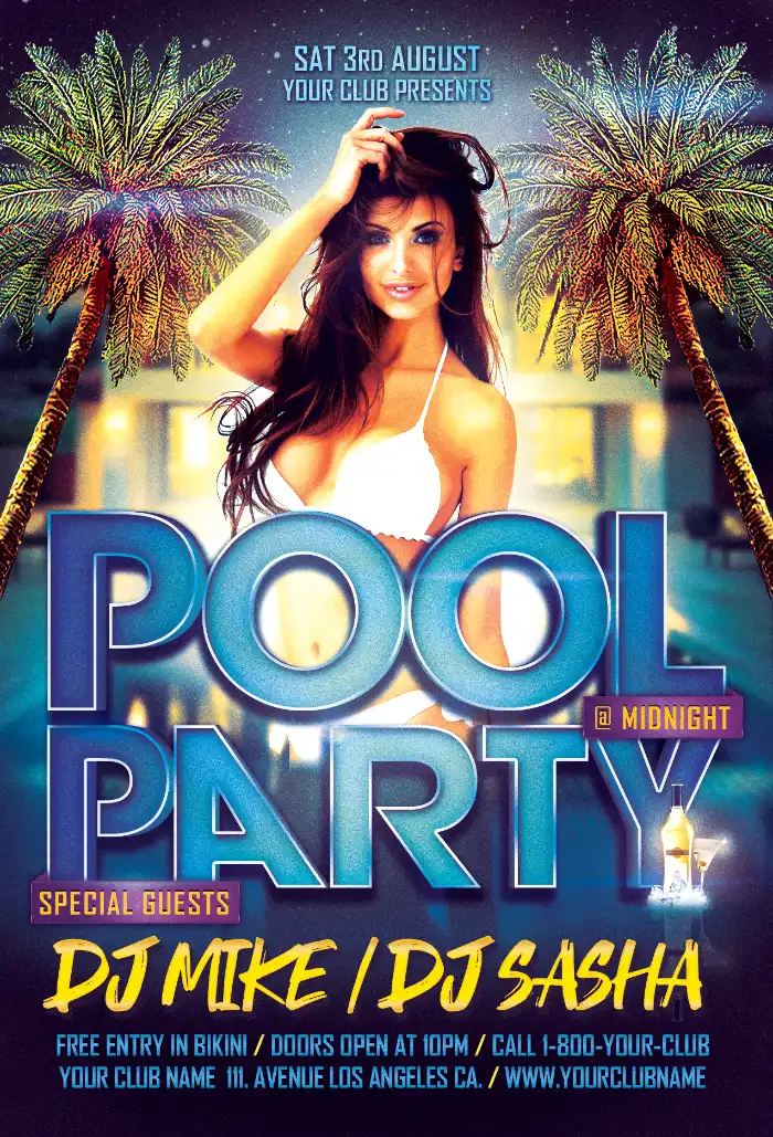 Hot Pool Party Flyer Template