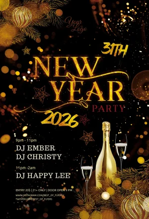 Free Elegant New Year Party Flyer Template