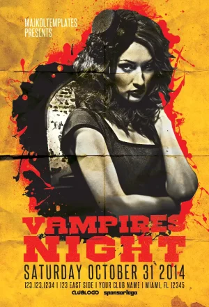 Retro Vampires Night Halloween Flyer Template