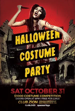 Scary Halloween Costume Party Flyer Template