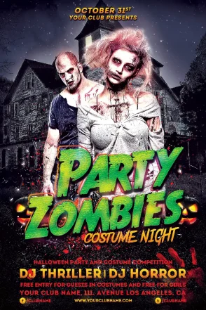 Zombie Halloween Party Flyer Template