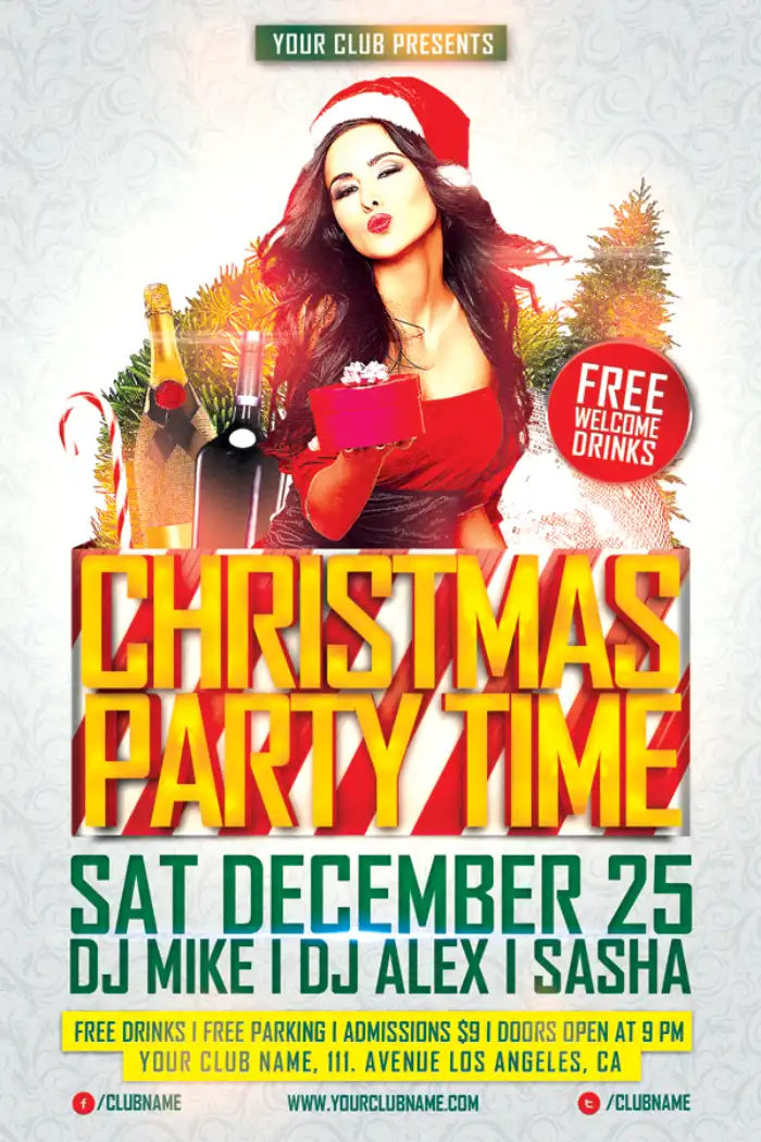 Christmas Party Time Flyer Template