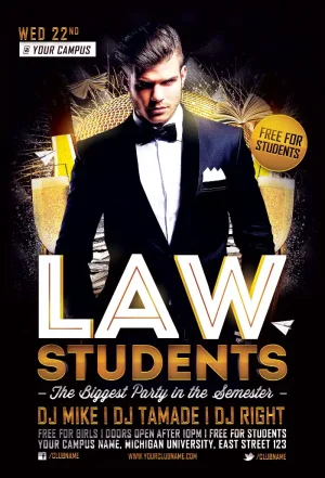 Elegant Law Students Party Flyer Template