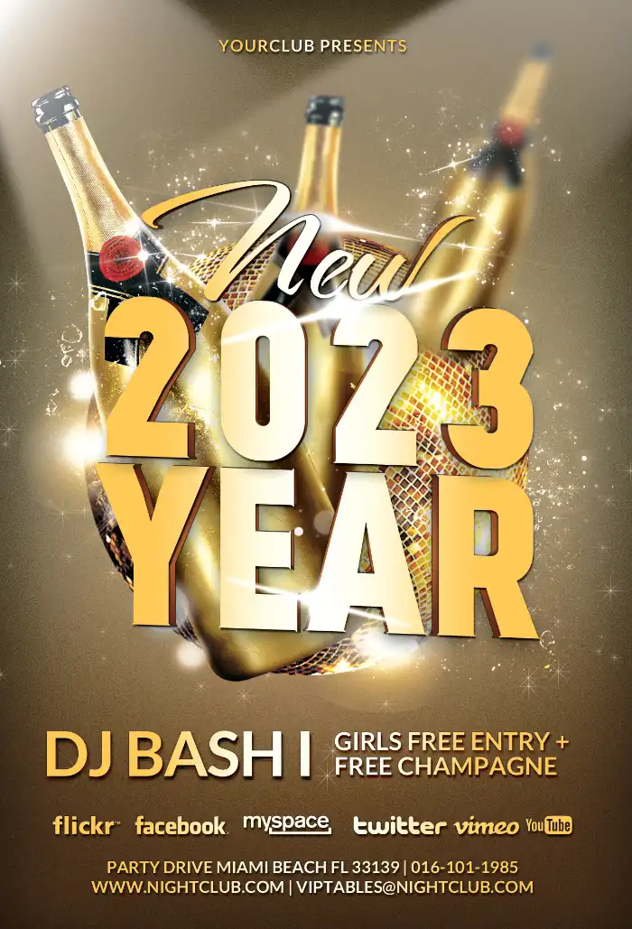 Golden New Year Party Flyer Template