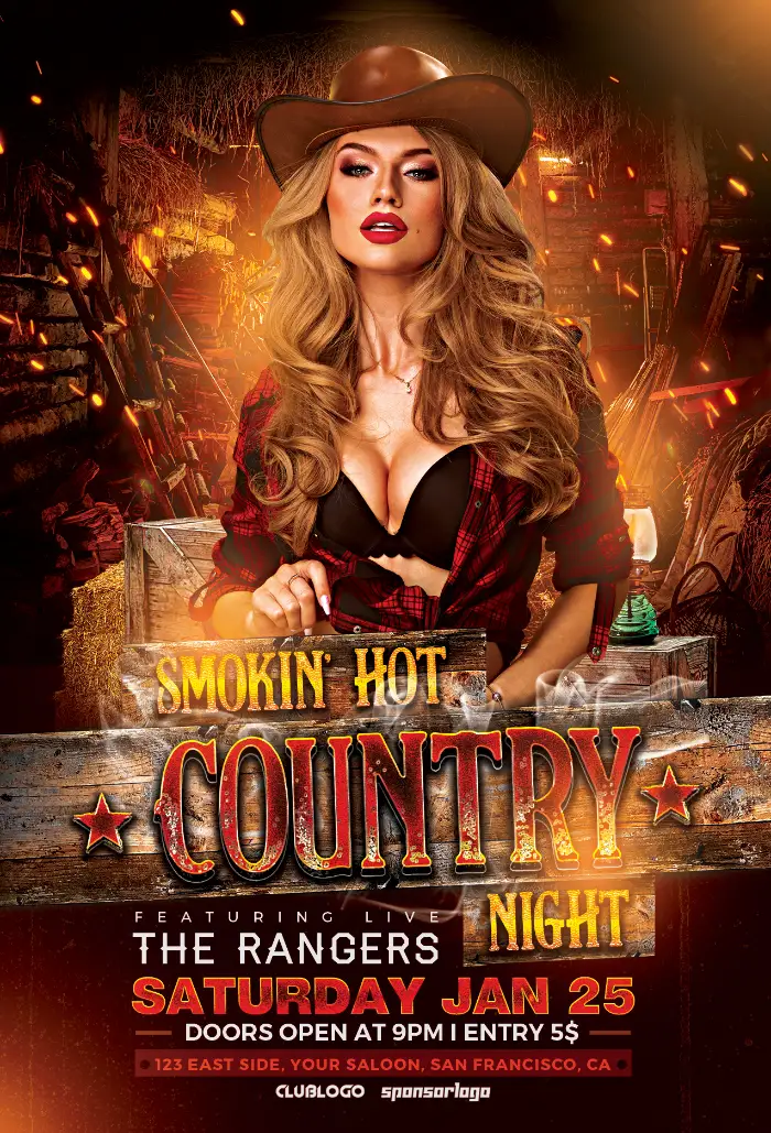 Hot Country Party Flyer Template