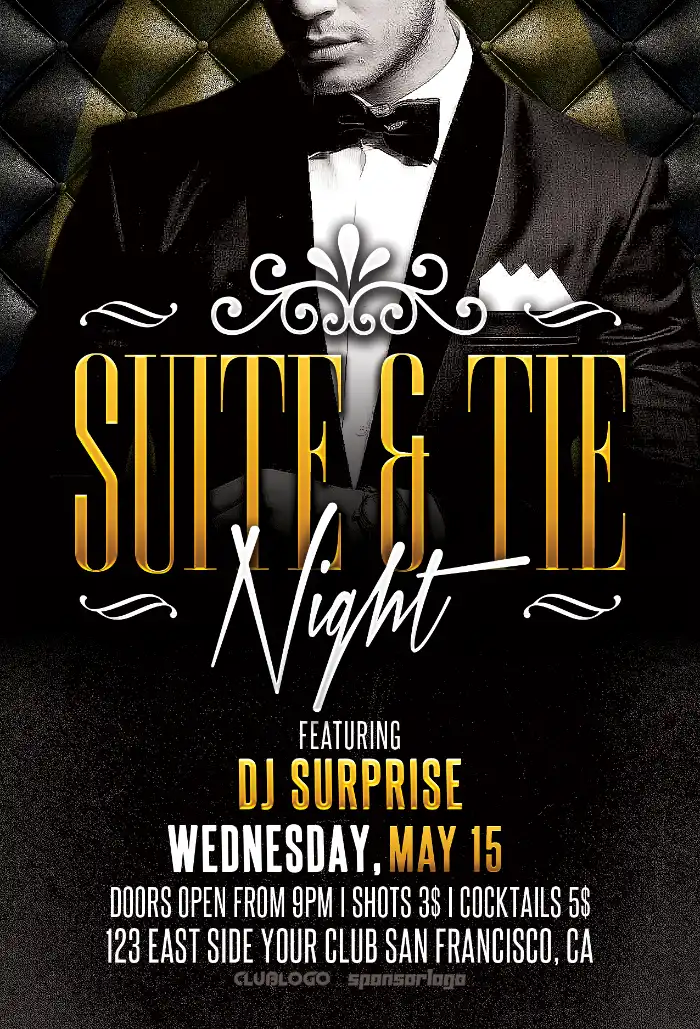 Suite and Tie Party Flyer Template