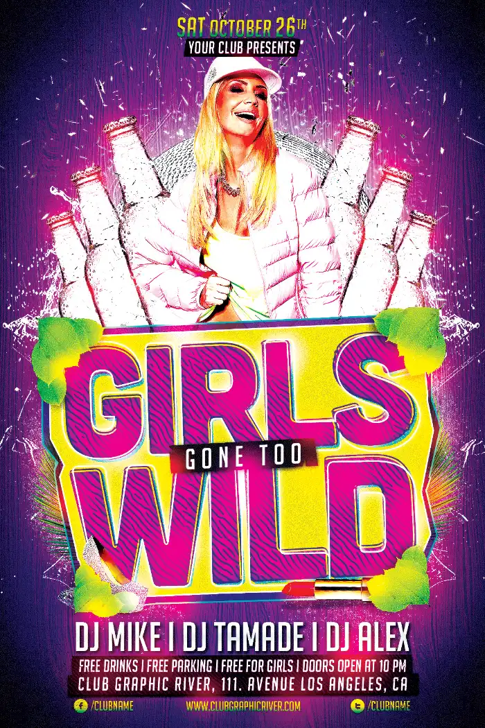 Wild Girls Party Flyer Template