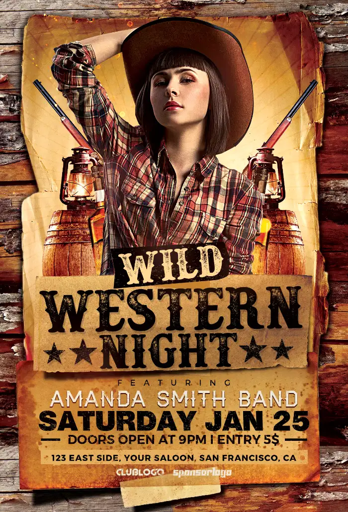 Wild Western Night Flyer Template
