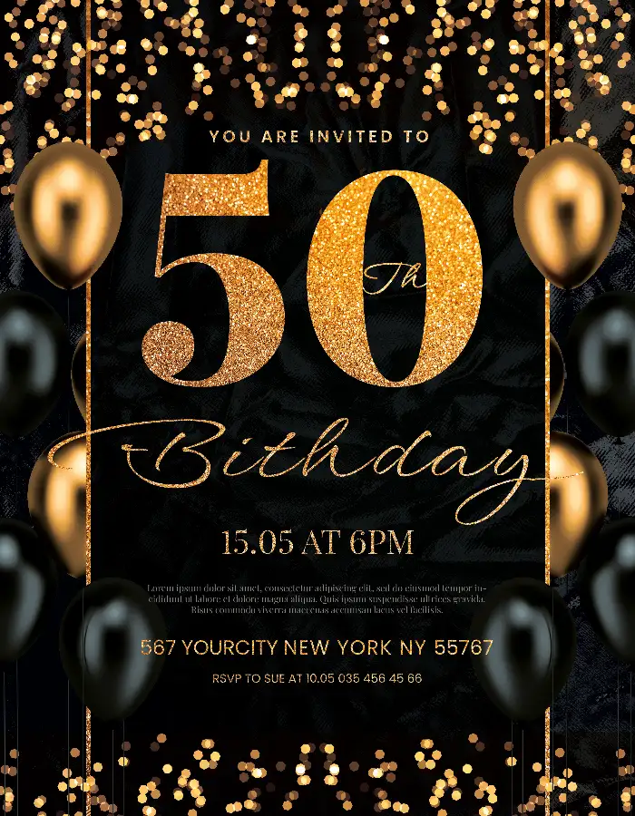 50th Birthday Anniversary Free Flyer Template
