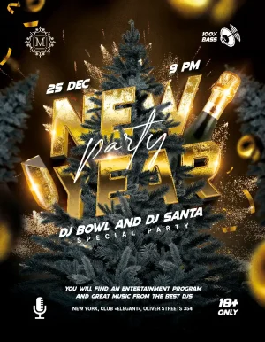 New Year Party Free Flyer Template