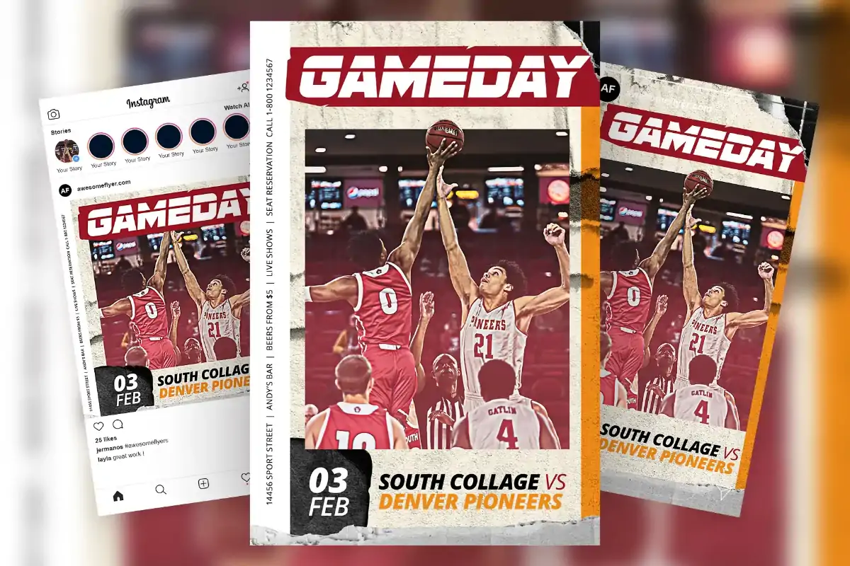 Basketball Game Day Flyer and Social Media Template