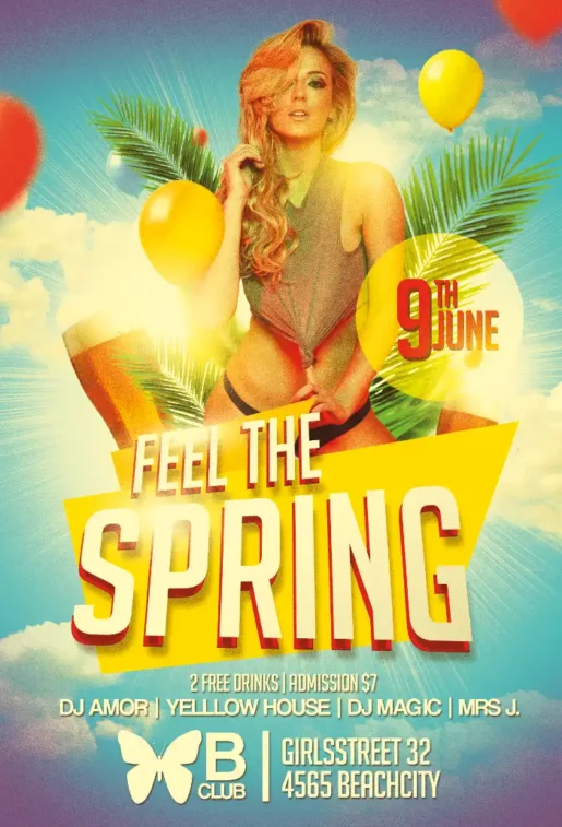 Free Spring Party Flyer Template