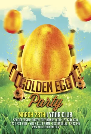 Golden Easter Egg Party Flyer Template