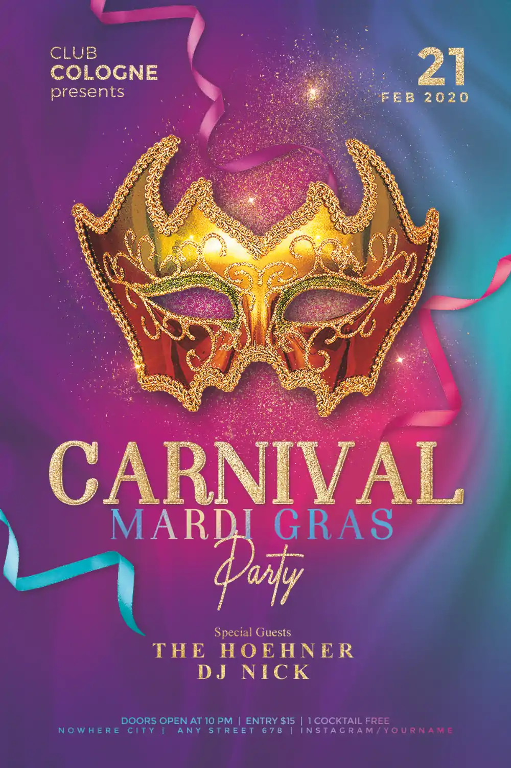 Mardi Gras Carnival Event Flyer Template