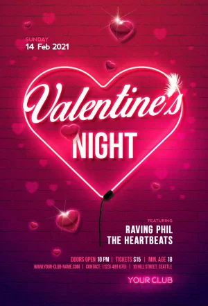Pink Valentine’s Day Night Flyer Template