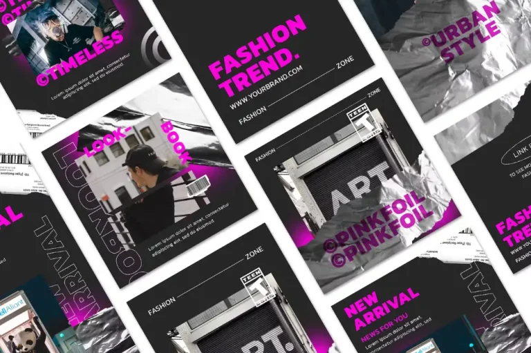 Pink Foil Instagram Templates Pack