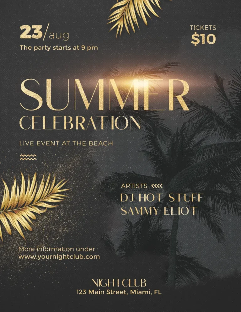 Golden Summer Party Flyer Template