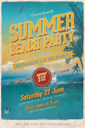 Retro Summer Party Flyer Template