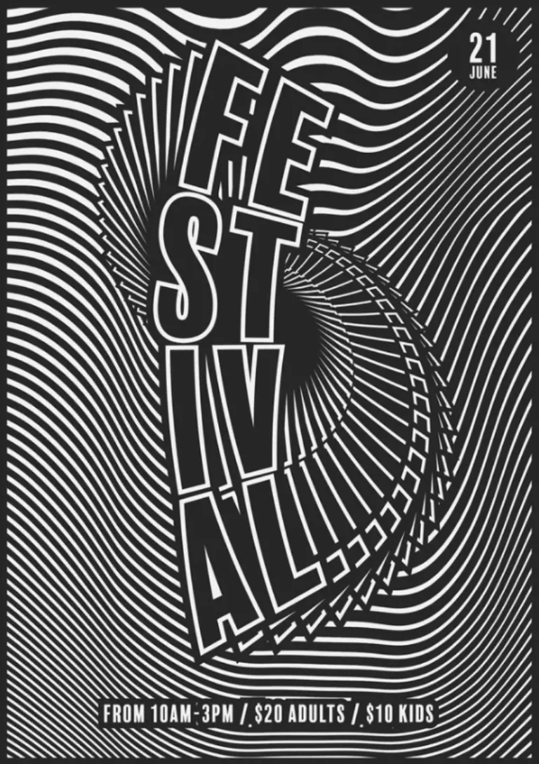 Abstract Event Poster with Distorted Wave Lines
