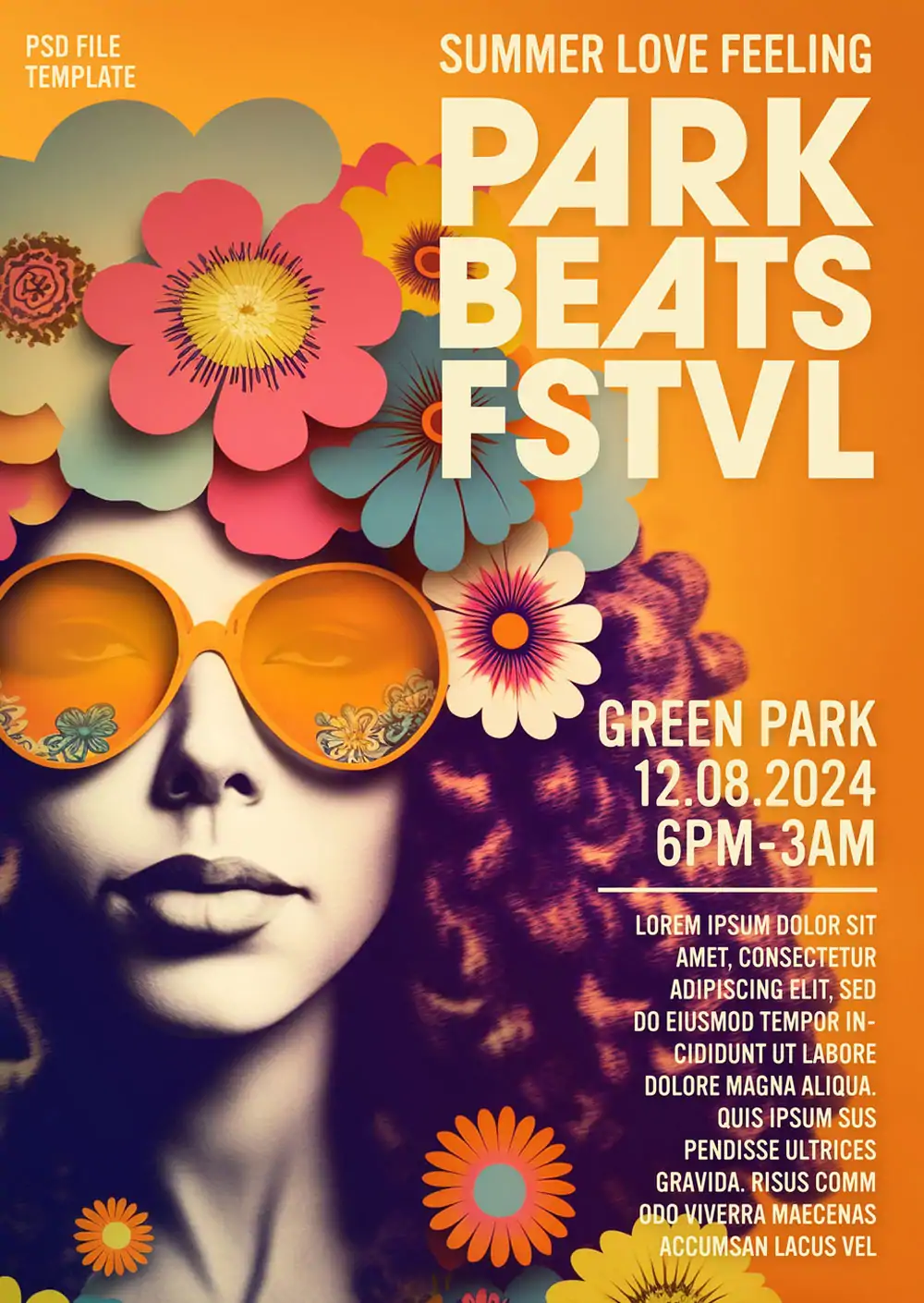 Flower Power 60s Style Flyer Template